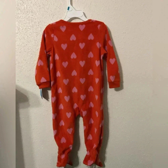 CARTER’S  Red & Pink Baby Girl 1-Piece Fleece Footie Pajamas Size 24 Months - Picture 4 of 4